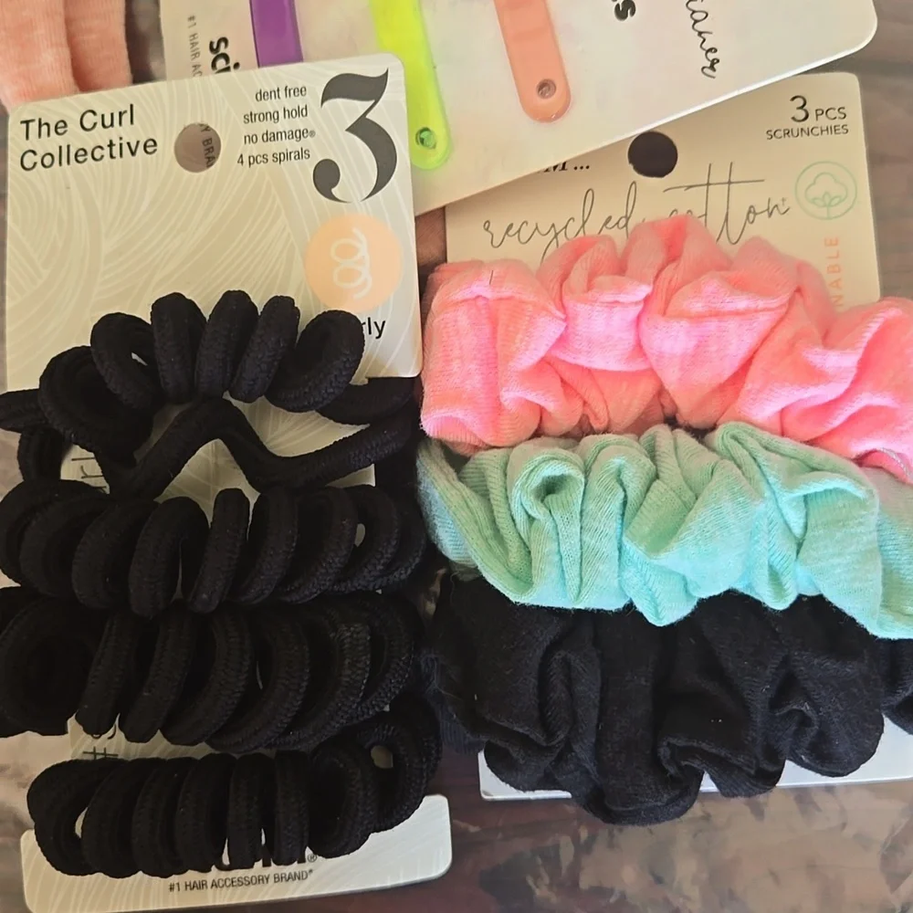 Kids Hair Accessories Set - Pink, Blue, Black